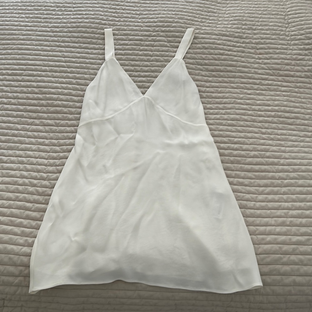 NWT white crepe mini slip dress! Thick crepe material! Not see through!